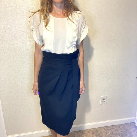 Magaschoni Classic Wool Pencil Skirt W/ Tie Classy Work Party - Picture 3 of 13